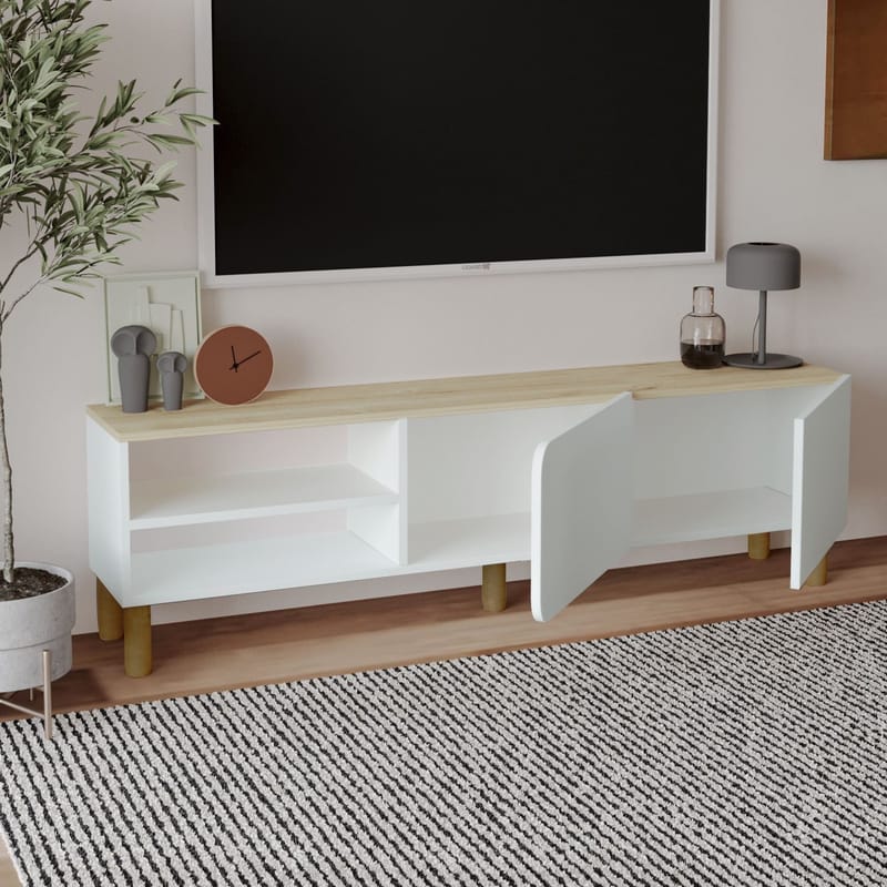 Relento Tv-bänk 150 cm - vit, sapphire oak - Möbler - Tv möbel & mediamöbel - TV bänk & mediabänk