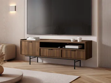 Rolden Golvstående TV-bänk 150 cm med Förvaring i Trä med Metallben - Brun - Möbler - Tv möbel & mediamöbel - TV bänk & mediabänk