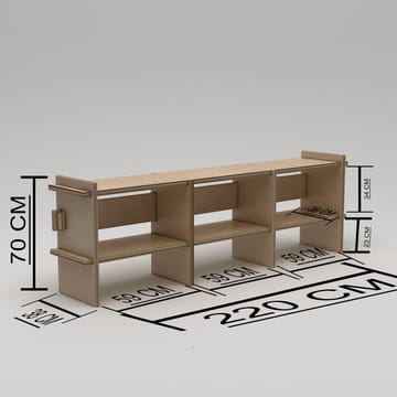 Ropira TV-bänk 220 cm Trä med Förvaring i Björk - Ljusbrun - Möbler - Tv möbel & mediamöbel - TV bänk & mediabänk