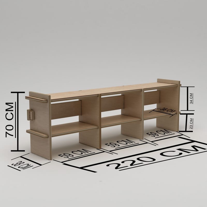 Ropira TV-bänk 220 cm Trä med Förvaring i Björk - Ljusbrun - Möbler - Tv möbel & mediamöbel - TV bänk & mediabänk
