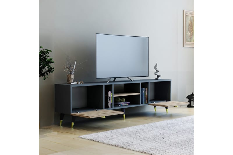 Rudy Tv-bänk 180x29,6 cm Brun/Svart - Hanah Home - TV bänk & mediabänk