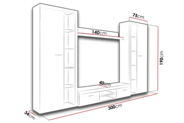 Rumba TV-möbelset 300x34x190 cm - Trä/natur - Möbler - Tv möbel & mediamöbel - TV-möbelset