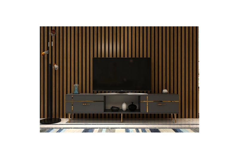 Safiya Tv-bänk 150 cm - Antracit/Guld - Möbler - Tv möbel & mediamöbel - TV bänk & mediabänk