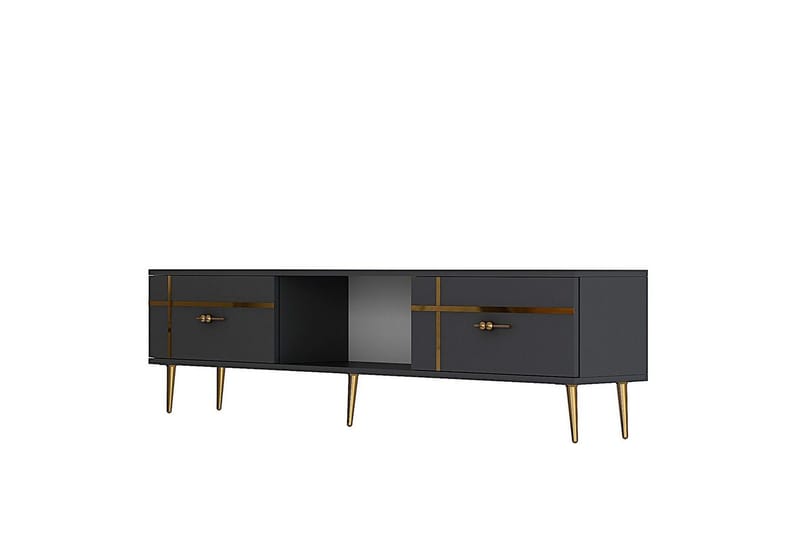 Safiya Tv-bänk 150 cm, Antracit/Guld