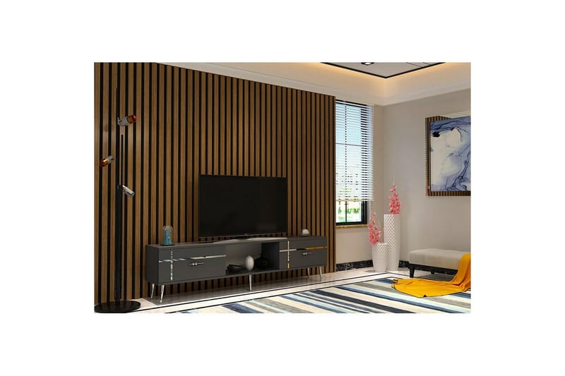 Safiya Tv-bänk 150 cm - Antracit/Silver - Möbler - Tv möbel & mediamöbel - TV bänk & mediabänk