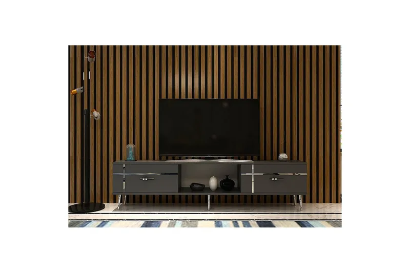 Safiya Tv-bänk 150 cm - Antracit/Silver - Möbler - Tv möbel & mediamöbel - TV bänk & mediabänk