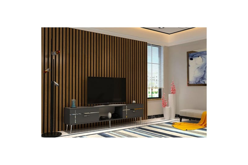 Safiya Tv-bänk 150 cm - Antracit/Silver - Möbler - Tv möbel & mediamöbel - TV bänk & mediabänk