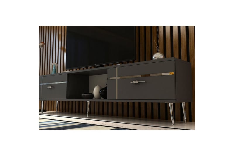 Safiya Tv-bänk 150 cm - Antracit/Silver - Möbler - Tv möbel & mediamöbel - TV bänk & mediabänk