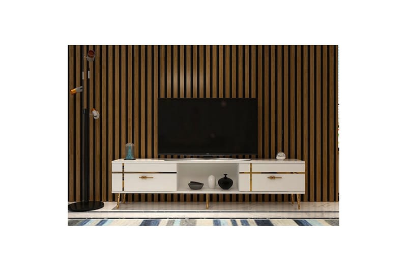 Safiya Tv-bänk 150 cm - Vit/Guld - Möbler - Tv möbel & mediamöbel - TV bänk & mediabänk