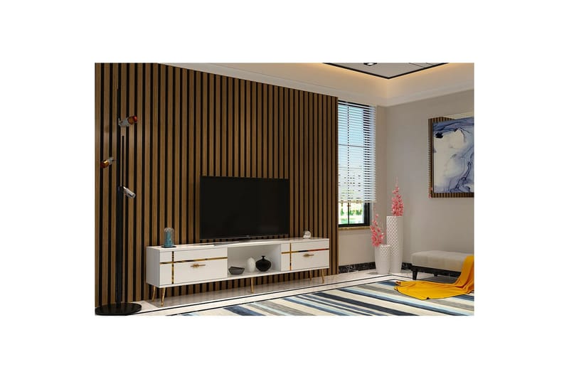 Safiya Tv-bänk 150 cm - Vit/Guld - Möbler - Tv möbel & mediamöbel - TV bänk & mediabänk