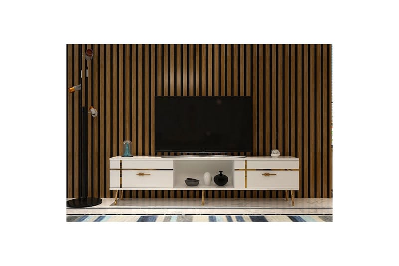 Safiya Tv-bänk 150 cm - Vit/Guld - Möbler - Tv möbel & mediamöbel - TV bänk & mediabänk