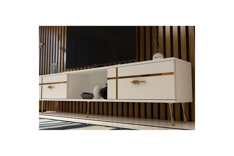 Safiya Tv-bänk 150 cm - Vit/Guld - Möbler - Tv möbel & mediamöbel - TV bänk & mediabänk