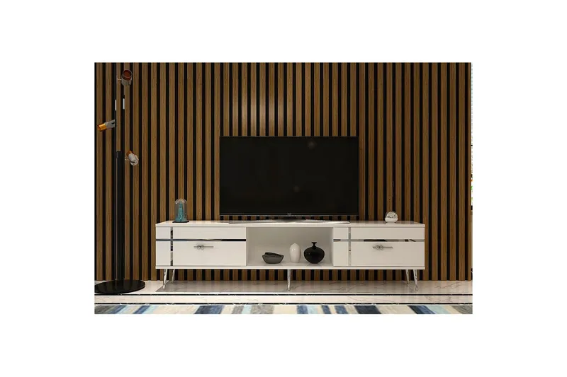 Safiya Tv-bänk 150 cm - Vit/Silver - Möbler - Tv möbel & mediamöbel - TV bänk & mediabänk