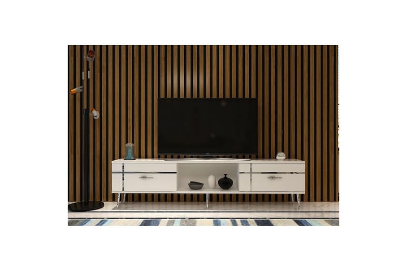 Safiya Tv-bänk 150 cm - Vit/Silver - Möbler - Tv möbel & mediamöbel - TV bänk & mediabänk
