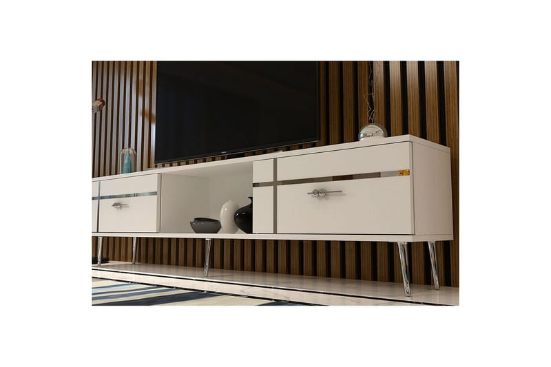 Safiya Tv-bänk 150 cm - Vit/Silver - Möbler - Tv möbel & mediamöbel - TV bänk & mediabänk