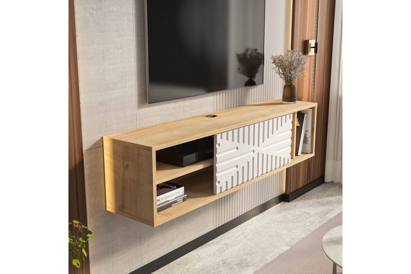 Saller Tv-bänk 140 cm - Ek/Vit - Möbler - Tv möbel & mediamöbel - TV bänk & mediabänk