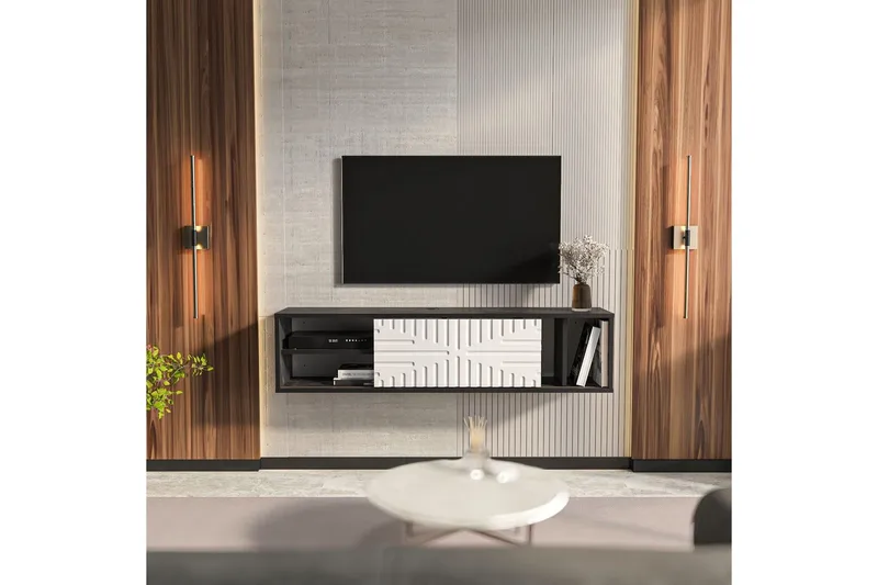 Saller Tv-bänk 140 cm - Svart/Vit - Möbler - Tv möbel & mediamöbel - TV bänk & mediabänk