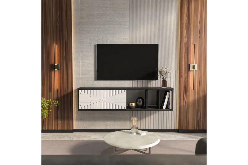 Saller Tv-bänk 140 cm - Svart/Vit - Möbler - Tv möbel & mediamöbel - TV bänk & mediabänk