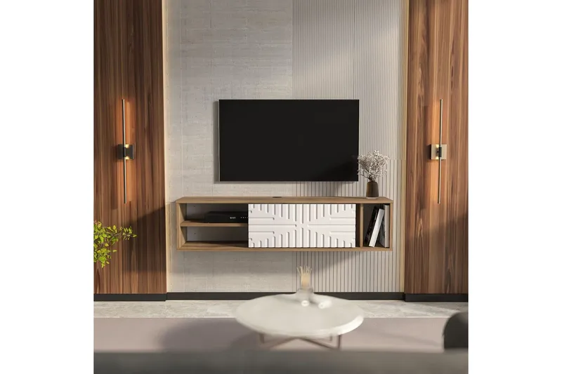 Saller Tv-bänk 140 cm - Valnöt/Vit - Möbler - Tv möbel & mediamöbel - TV bänk & mediabänk