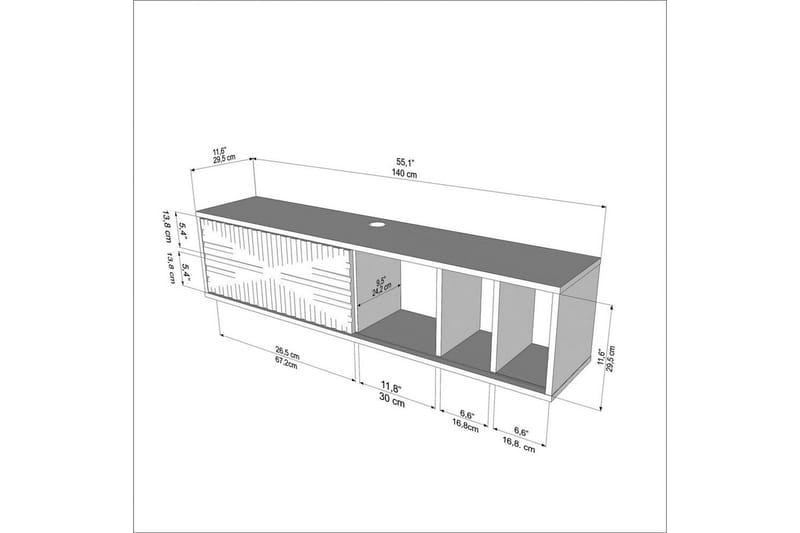 Saller Tv-bänk 140 cm - Valnöt/Vit - Möbler - Tv möbel & mediamöbel - TV bänk & mediabänk
