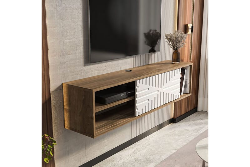 Saller Vägghängd Tv-bänk 140 cm med Förvaring i Valnöt - Valnötsbrun - Möbler - Tv möbel & mediamöbel - TV bänk & mediabänk