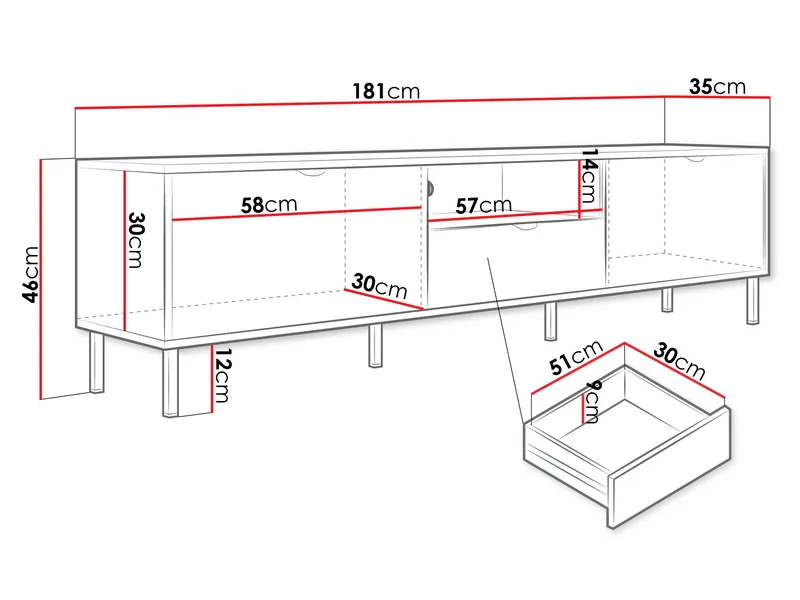 Salmor Tv-bänk 181 cm - Vit - Möbler - Tv möbel & mediamöbel - TV bänk & mediabänk
