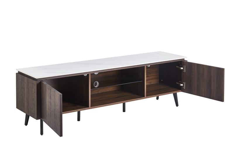 Salvador tv-bänk med förvaring 160 cm lång - Marmor / mörkbrun - marmor/mörkbrun - Möbler - Tv möbel & mediamöbel - TV bänk & mediabänk