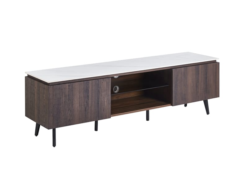 Salvador tv-bänk med förvaring 160 cm lång - Marmor / mörkbrun - marmor/mörkbrun - Möbler - Tv möbel & mediamöbel - TV bänk & mediabänk