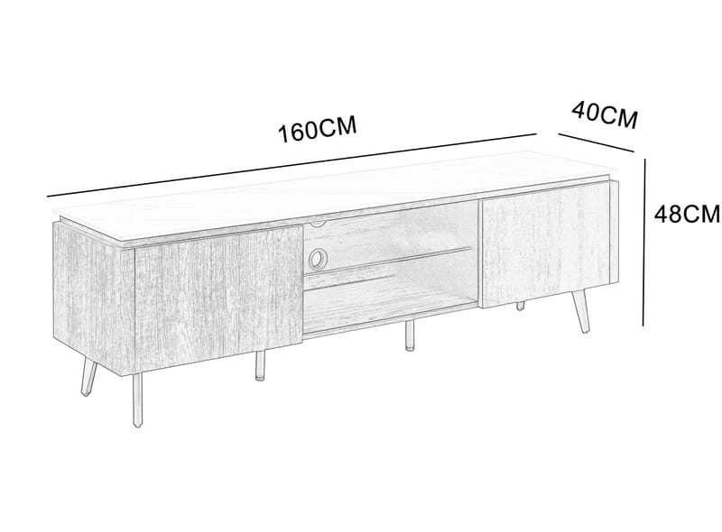 Salvador tv-bänk med förvaring 160 cm lång - Marmor / mörkbrun - marmor/mörkbrun - Möbler - Tv möbel & mediamöbel - TV bänk & mediabänk