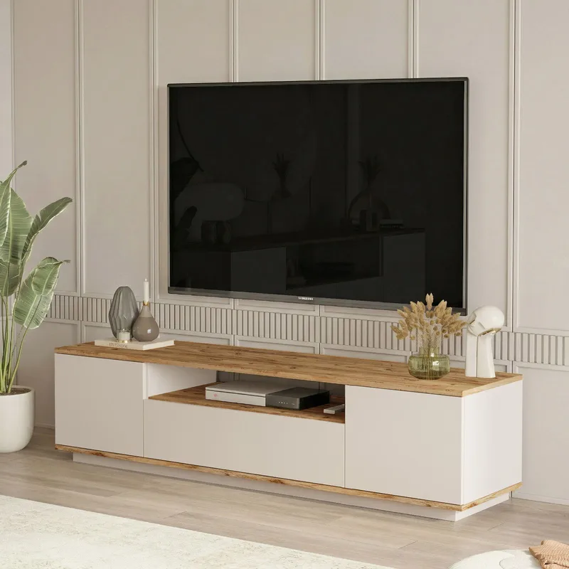 Sarnor TV-bänk 180x44,6x44,5 cm - Atlantic Pine och Cashmere - Möbler - Tv möbel & mediamöbel - TV bänk & mediabänk