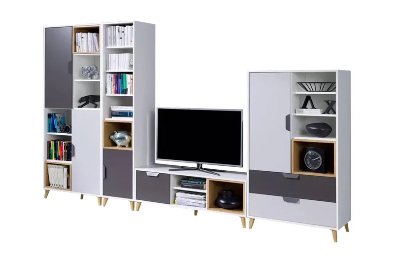 Sayuki Tv-möbelset 120 cm - Vit/Grå - Möbler - Tv möbel & mediamöbel - TV-möbelset
