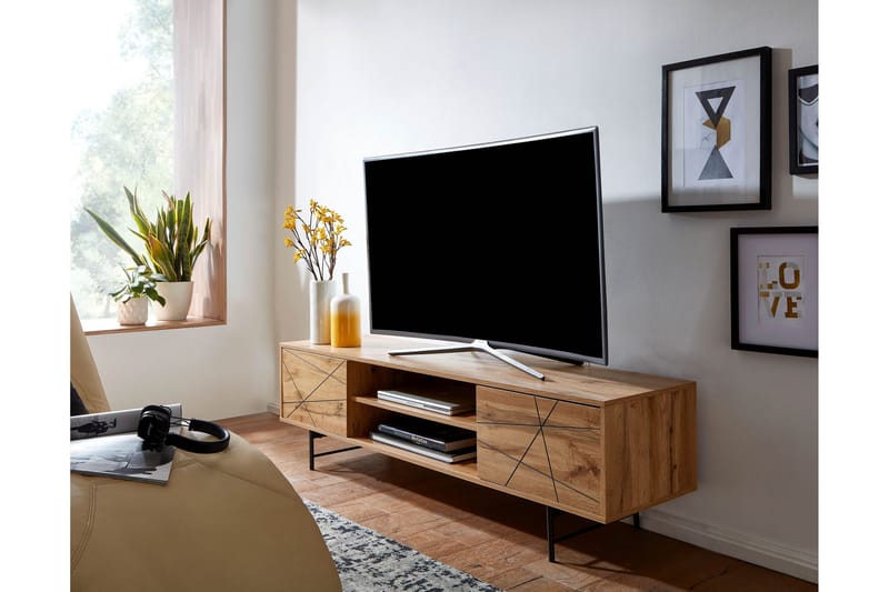 Seddik Tv-bänk 45x160 cm Rektangulär - Brun - TV bänk & mediabänk