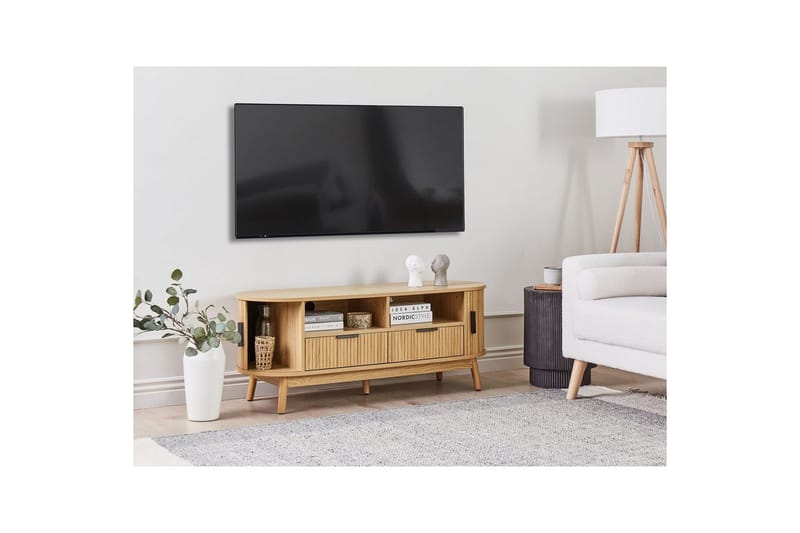 Selah Golvstående TV-bänk 120 cm med Förvaring i Ljust Trä - Brun - Möbler - Tv möbel & mediamöbel - TV bänk & mediabänk