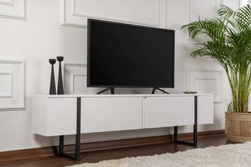 Serenity Golvstående Tv Bänk 180 cm med Förvaring i Trä med Metallben - Vit - Möbler - Tv möbel & mediamöbel - TV bänk & mediabänk