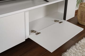 Serenity Golvstående Tv Bänk 180 cm med Förvaring i Trä med Metallben - Vit - Möbler - Tv möbel & mediamöbel - TV bänk & mediabänk