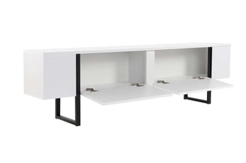 Serenity Golvstående Tv Bänk 180 cm med Förvaring i Trä med Metallben - Vit - Möbler - Tv möbel & mediamöbel - TV bänk & mediabänk