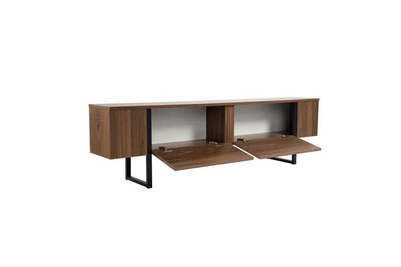 Serenity Golvstående TV Bänk 180 cm med Förvaring i Valnöt - Brun - Möbler - Tv möbel & mediamöbel - TV bänk & mediabänk