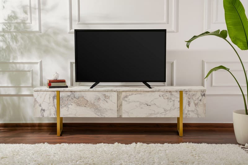 Serenity Tv-bänk 180x30 cm - Marmor/Guld - Möbler - Tv möbel & mediamöbel - TV bänk & mediabänk