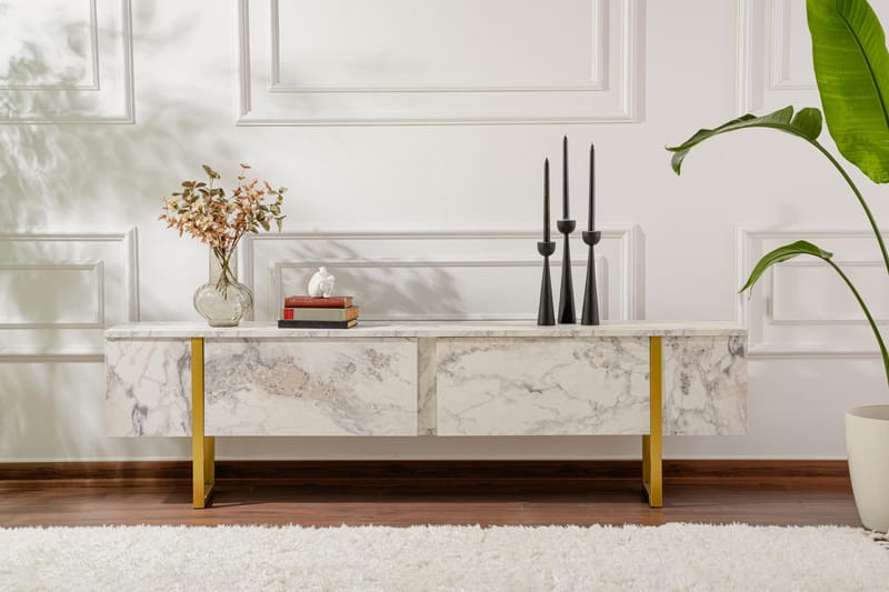 Serenity Tv-bänk 180x30 cm - Marmor/Guld - Möbler - Tv möbel & mediamöbel - TV bänk & mediabänk