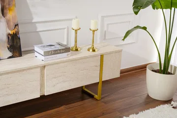 Serenity Tv-bänk 180x30 cm - Travertin/Guld - Möbler - Tv möbel & mediamöbel - TV bänk & mediabänk