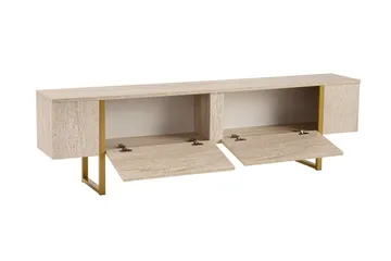 Serenity Tv-bänk 180x30 cm - Travertin/Guld - Möbler - Tv möbel & mediamöbel - TV bänk & mediabänk