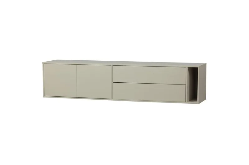 Settle Vägghängd TV-bänk 200 cm med Förvaring i Furu, Sandbeige