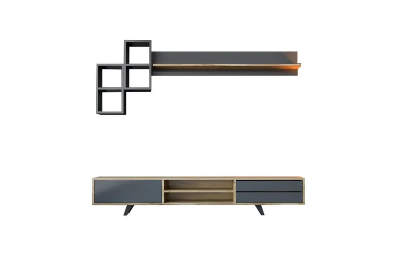 Seyra Tv-möbelset 180x40 cm, Antracit/Ek