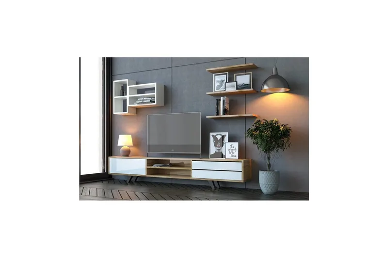 Seyra Tv-stativ 45 cm - Vit/Ek - Möbler - Tv möbel & mediamöbel - Mediastativ & väggfäste