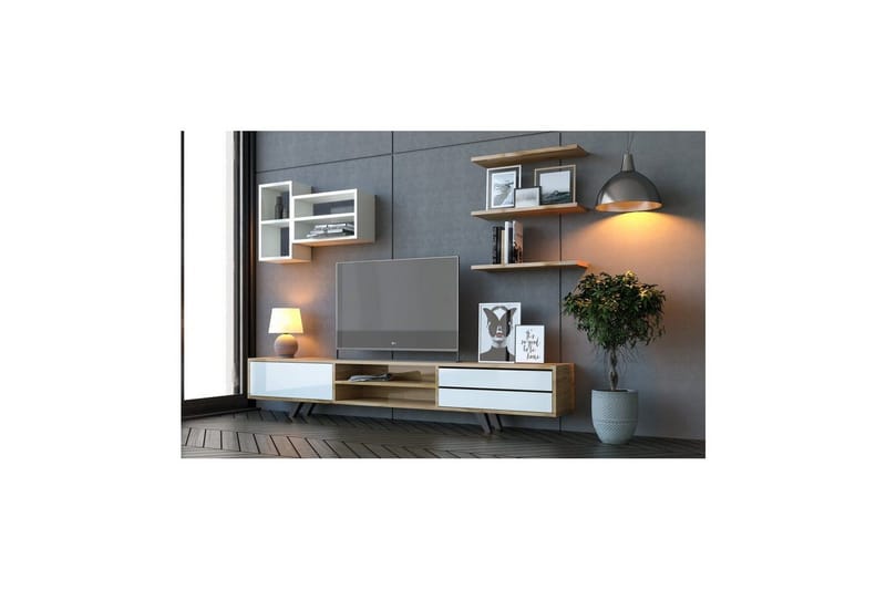 Seyra Tv-stativ 45 cm - Vit/Ek - Möbler - Tv möbel & mediamöbel - Mediastativ & väggfäste