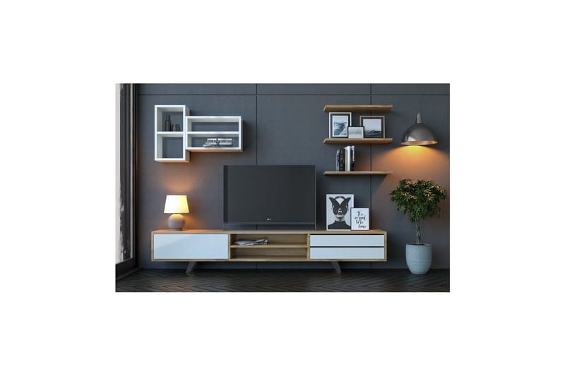 Seyra Tv-stativ 45 cm - Vit/Ek - Möbler - Tv möbel & mediamöbel - Mediastativ & väggfäste