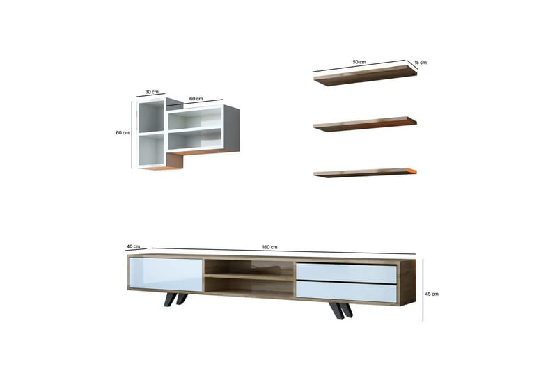 Seyra Tv-stativ 45 cm - Vit/Ek - Möbler - Tv möbel & mediamöbel - Mediastativ & väggfäste