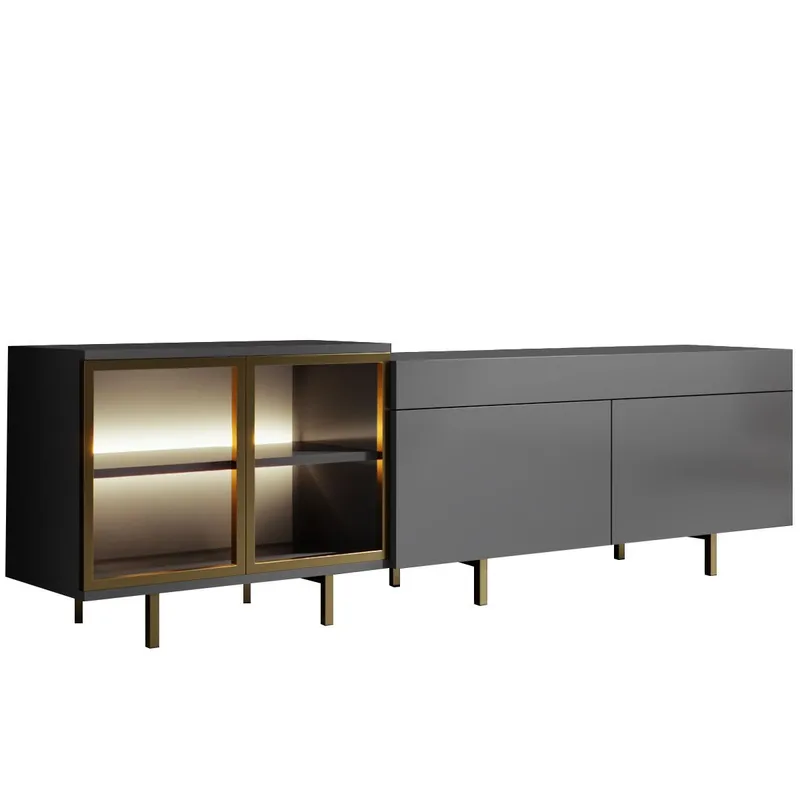 Seyring Tv-bänk 190 cm - Antracit och guld - Möbler - Tv möbel & mediamöbel - TV bänk & mediabänk