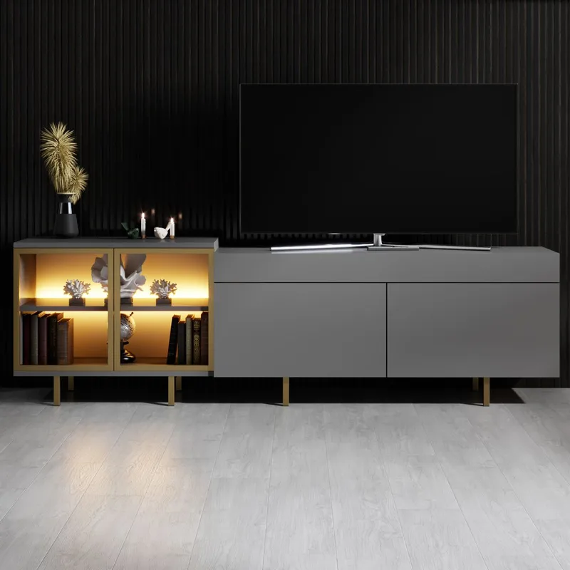 Seyring Tv-bänk 190 cm - Antracit/Guld - Möbler - Tv möbel & mediamöbel - TV bänk & mediabänk