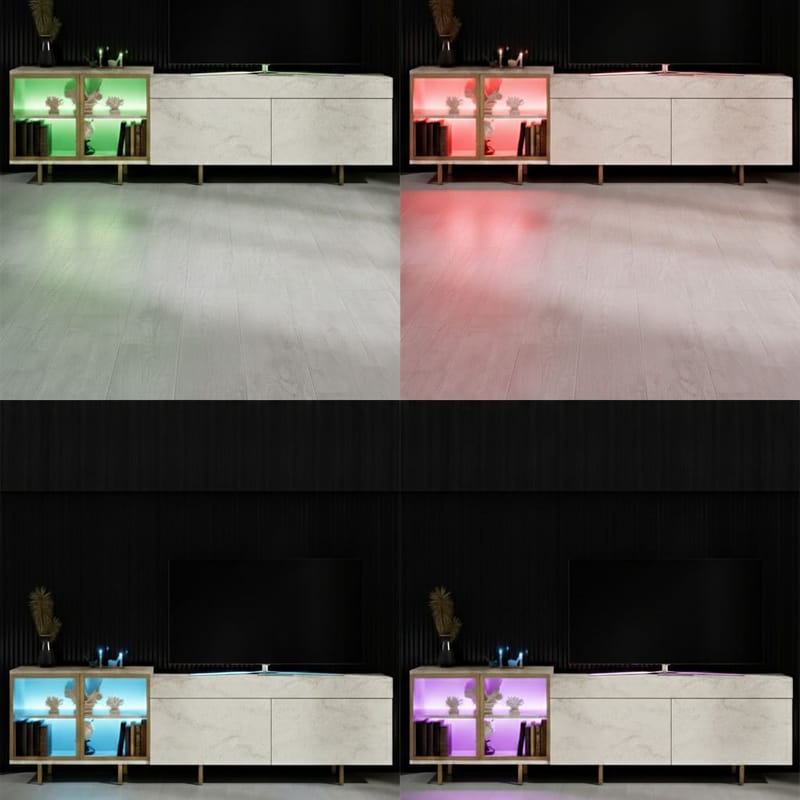 Seyring Tv-bänk 190 cm - Travertin och guld - Möbler - Tv möbel & mediamöbel - TV bänk & mediabänk